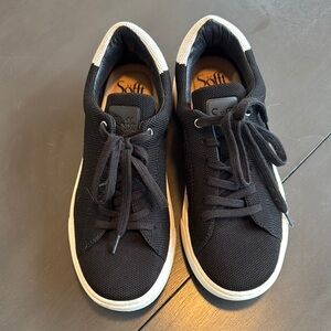 Sofft Black and White Sneakers with Canvas Upper and White Sole